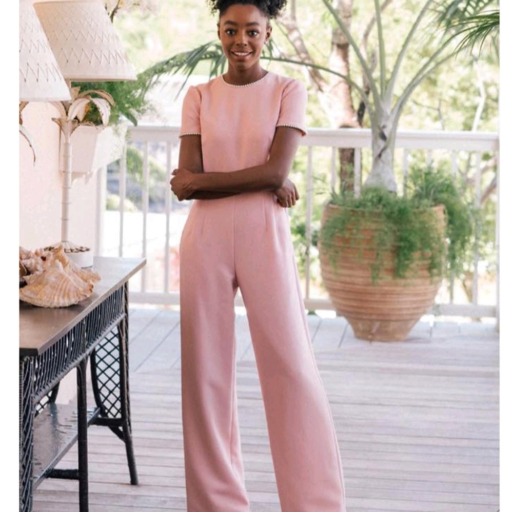 Gal Meets Glam pink pearl jumpsuit